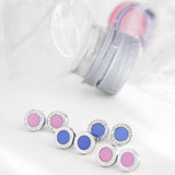 OCEAN FONDANT PINK CHIP WITH ZIRCONIA EARRINGS SILVER