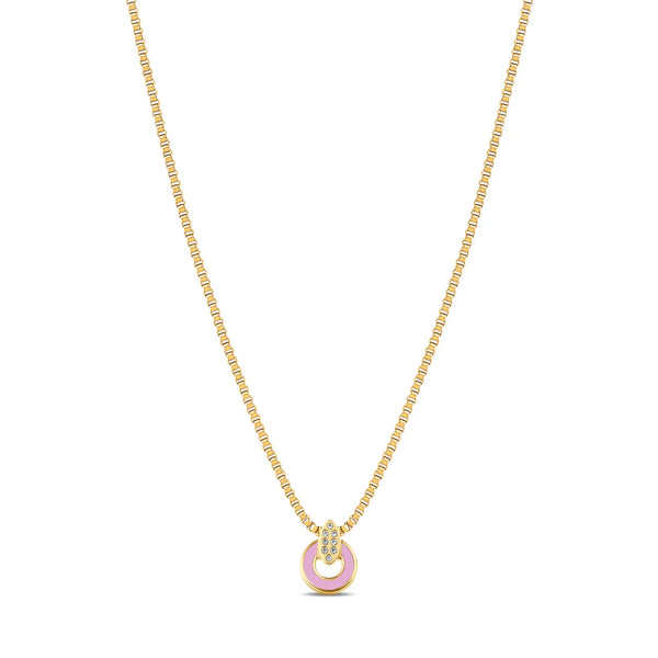 NEREIDA FONDANT PINK CHIP WITH ZIRCONIA NECKLACE