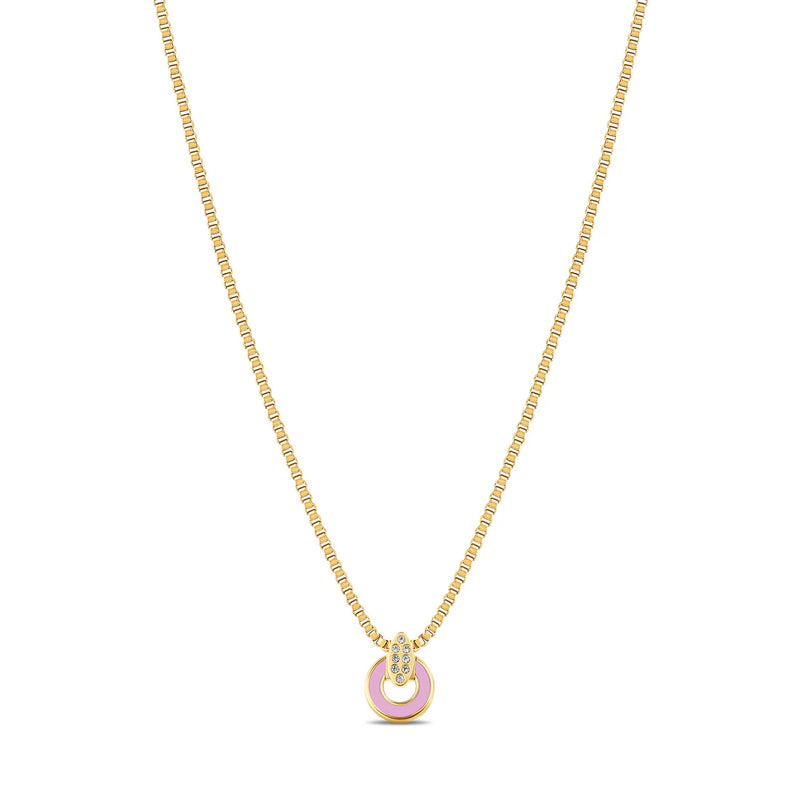 NEREIDA FONDANT PINK CHIP WITH ZIRCONIA NECKLACE