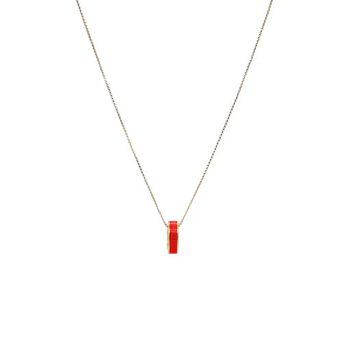 WEWA RED CIRCLE CHIP NECKLACE GOLD
