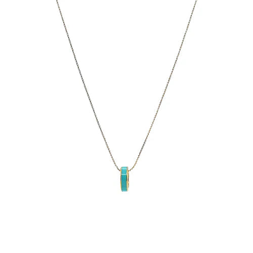 WEWA TURQUOISE CIRCLE CHIP NECKLACE SILVER