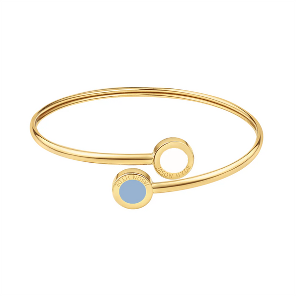 OCEAN POWDER BLUE AND WHITE CHIPS BANGLE GOLD