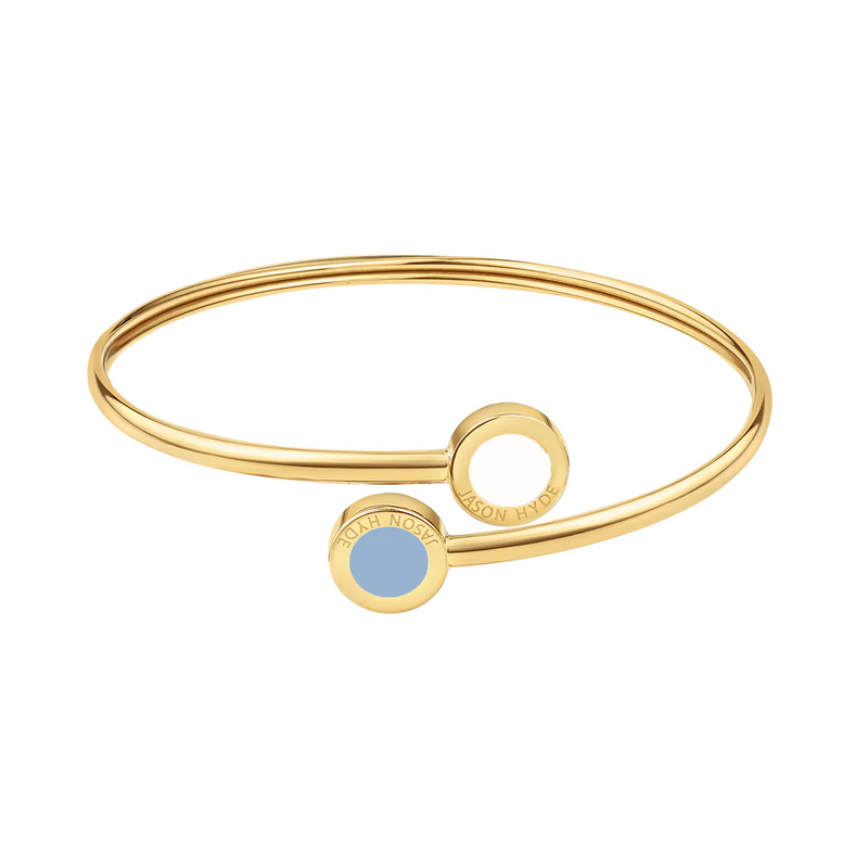 OCEAN POWDER BLUE AND WHITE CHIPS BANGLE GOLD