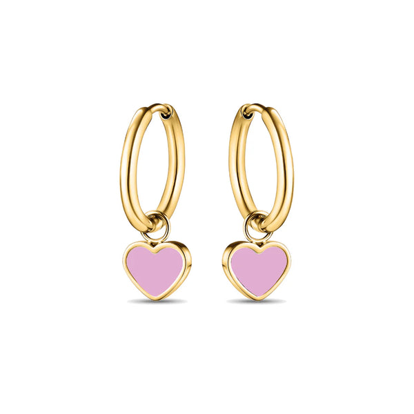 AMARE HOOPS HANGING FONDANT PINK CHIP GOLD