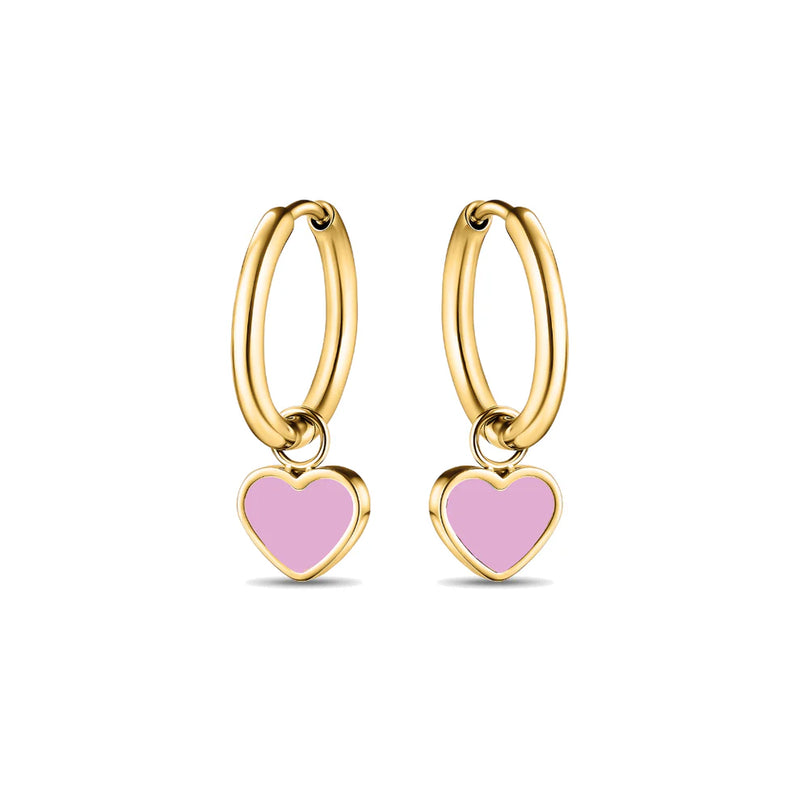 AMARE HOOPS HANGING FONDANT PINK CHIP GOLD