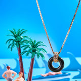 LIFESAVER BLACK CHIP WITH ZIRCONIA NECKLACE