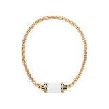THALASSA YELLOW GOLD CHAIN WHITE CHIP WITH ZIRCONIA MAGNET