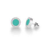 OCEAN TURQUOISE CHIP WITH ZIRCONIA EARRINGS SILVER