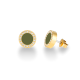 OCEAN OLIVE GREEN CHIP WITH ZIRCONIAS EARRINGS