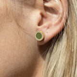 OCEAN OLIVE GREEN CHIP WITH ZIRCONIAS EARRINGS