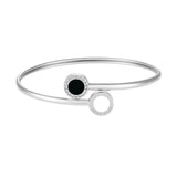 OCEAN BLACK AND WHITE CHIPS WITH ZIRCONIA BANGLE SILVER