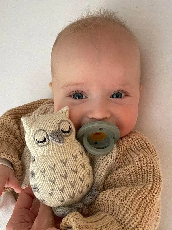 Owl rattle baby toy crochet