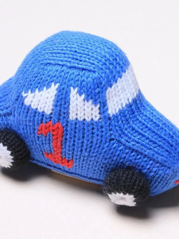 Racing car rattle baby toy crochet