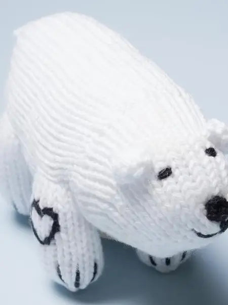 Organic polar bear rattle baby toy crochet