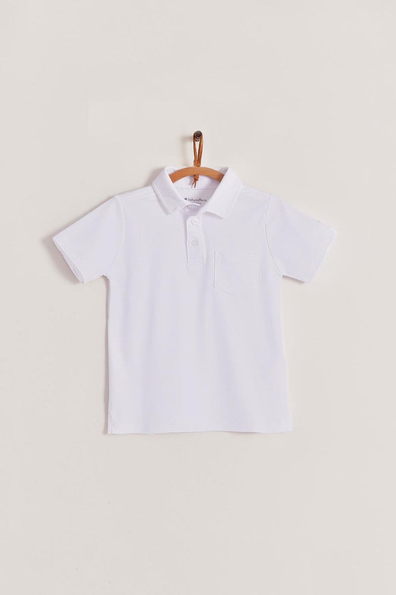 Camisa polo blanco con bolsillo pima