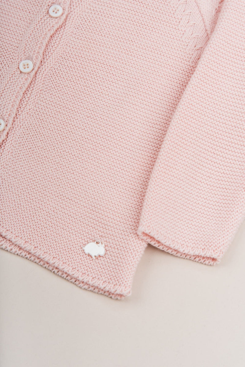 set tejido rosado cardigan y pant