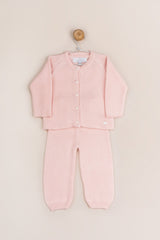 set tejido rosado cardigan y pant