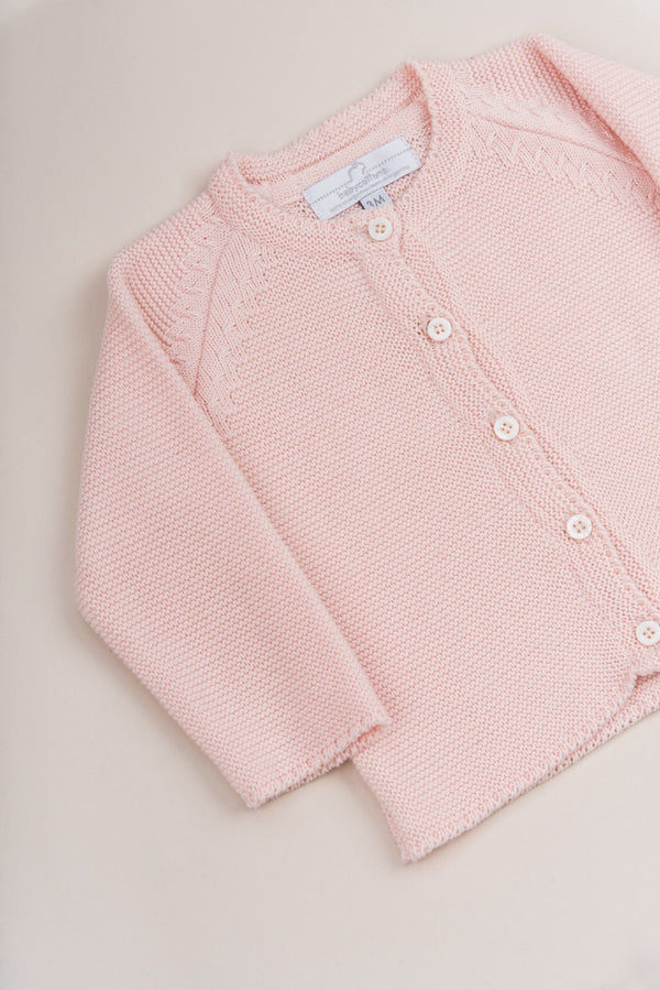 set tejido rosado cardigan y pant