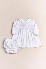 VESTIDO PLUSH SMOCK BLANCO ROSA