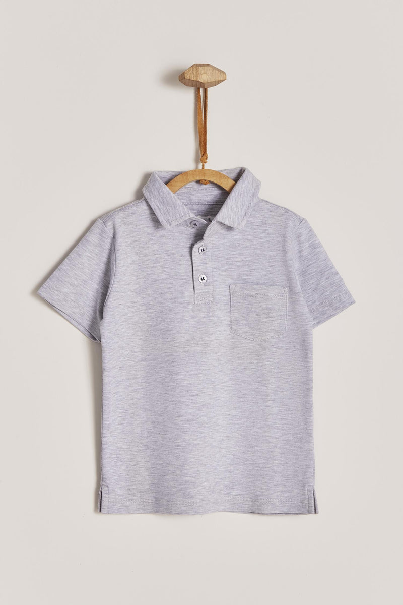 T shirt polo gris con bolsillo pima colors