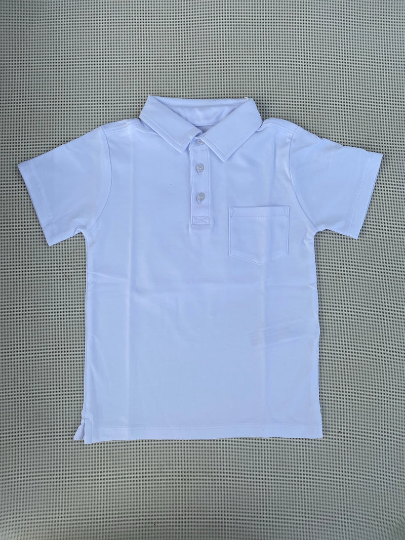 Camisa polo blanco con bolsillo pima